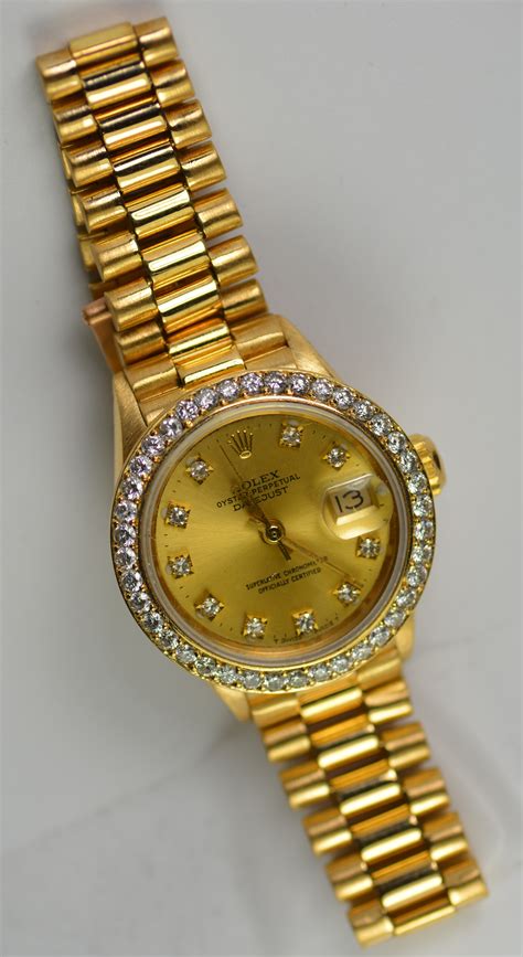 rolex ladies watch with diamond bezel|rolex ladies datejust diamond dial.